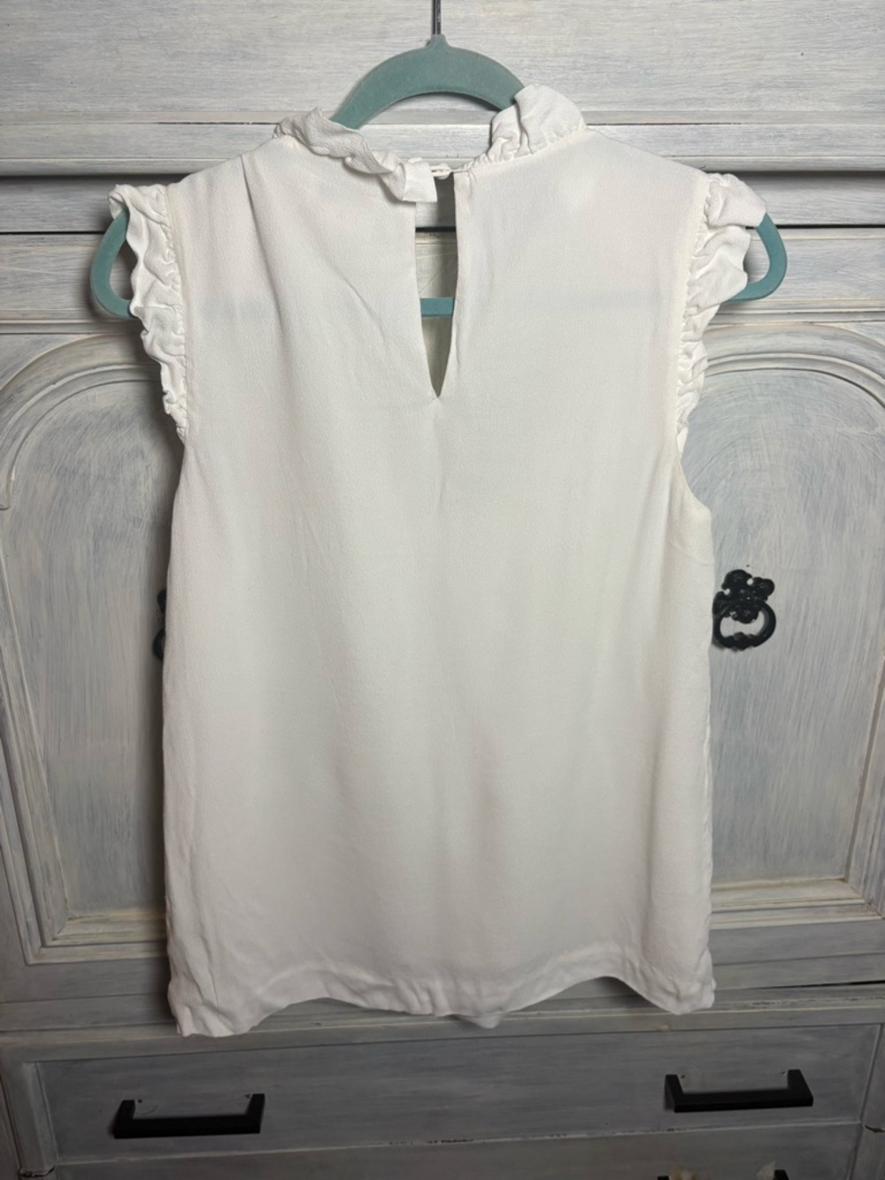 Kate Spade White Ruffle Sleeveless Blouse Preppy Twee Neutral Office - Picture 5 of 6